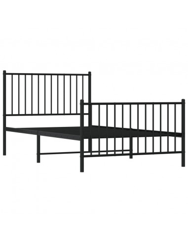 Giroletto con Testiera e Pediera Metallo Nero 100x190 cm