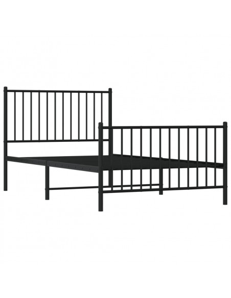 Giroletto con Testiera e Pediera Metallo Nero 100x190 cm