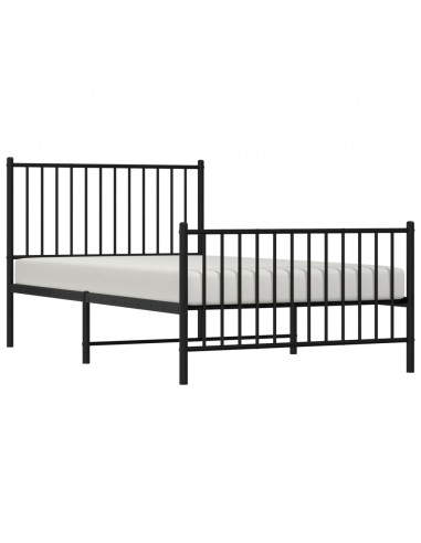 Giroletto con Testiera e Pediera Metallo Nero 100x190 cm