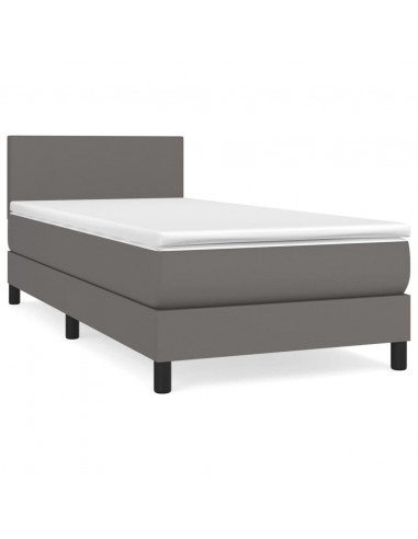 Giroletto a Molle con Materasso Grgio 90x200 cm in Similpelle