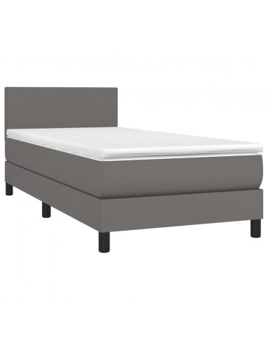 Giroletto a Molle con Materasso Grgio 90x200 cm in Similpelle