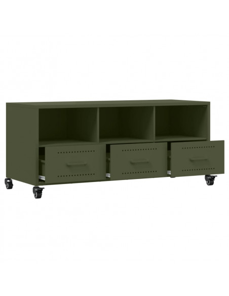 Mobile TV Verde Oliva 100,5x39x43,5cm Acciaio Laminato a Freddo