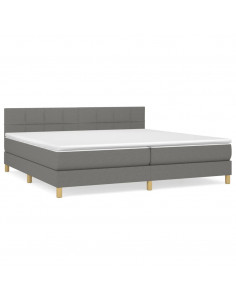 Giroletto a Molle con Materasso Grigio Scuro 200x200 cm Tessuto 2