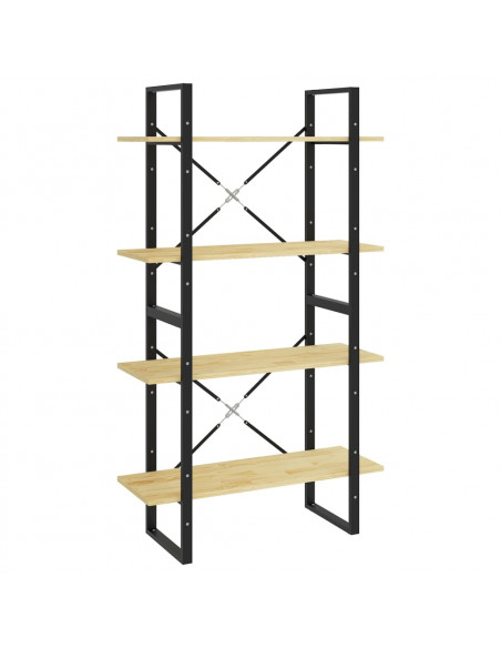 Libreria a 4 Ripiani 80x30x140 cm in Legno Massello di Pino