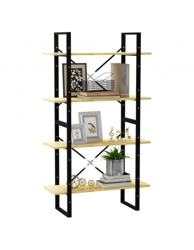 Libreria a 4 Ripiani 80x30x140 cm in Legno Massello di Pino