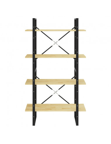 Libreria a 4 Ripiani 80x30x140 cm in Legno Massello di Pino