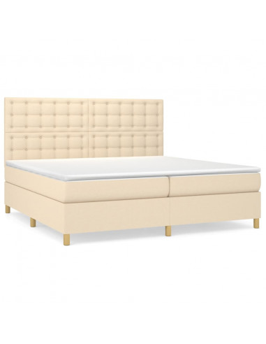 Giroletto a Molle con Materasso Crema 200x200 cm in Tessuto