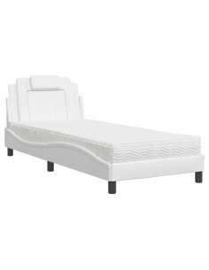 Letto con Materasso Bianco 80x200 cm in Similpelle 2