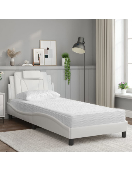 Letto con Materasso Bianco 80x200 cm in Similpelle