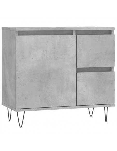 Set Mobili da Bagno 3 pz Grigio Cemento in Legno Multistrato