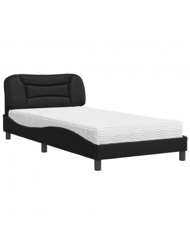 Letto con Materasso Nero 100x200 cm in Similpelle