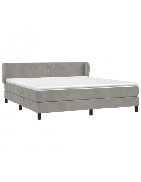 Giroletto a Molle con Materasso Grigio Chiaro 160x200cm Velluto