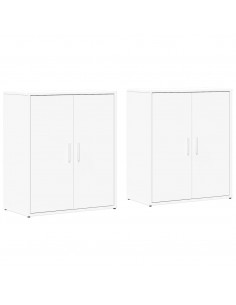 Credenze 2 pz Bianche 60x31x70 cm in Legno Multistrato 2