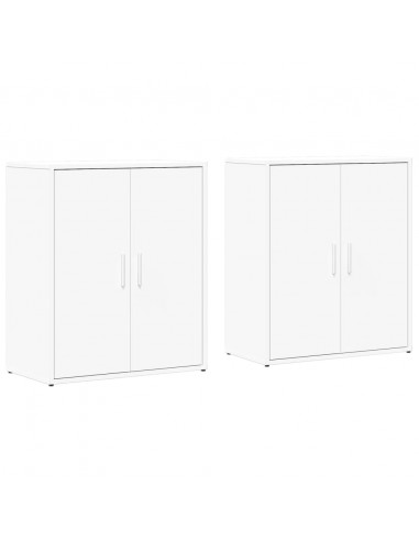 Credenze 2 pz Bianche 60x31x70 cm in Legno Multistrato