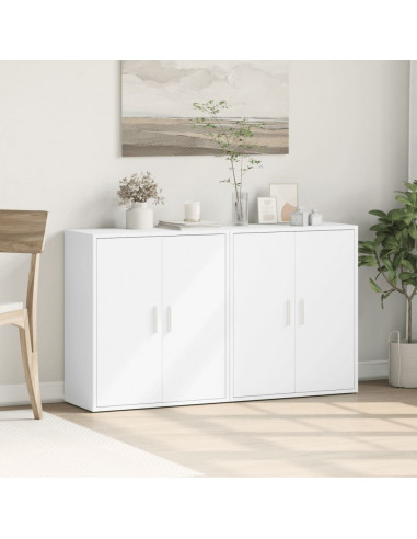 Credenze 2 pz Bianche 60x31x70 cm in Legno Multistrato