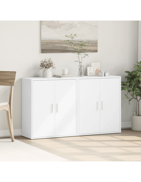 Credenze 2 pz Bianche 60x31x70 cm in Legno Multistrato