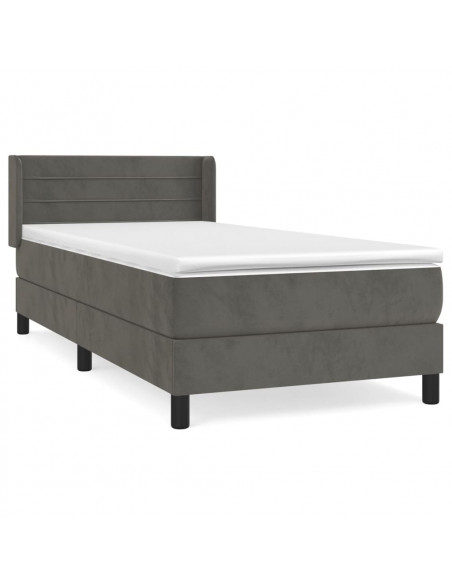 Giroletto a Molle con Materasso Grigio Scuro 100x200 cm Velluto