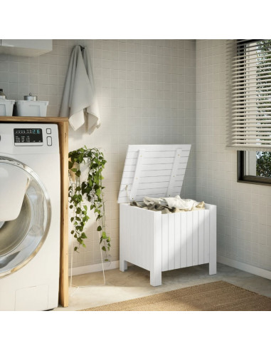 Contenitore con Coperchio RANA Bianco 60x49x54 cm Massello Pino