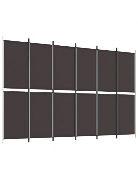 Divisorio a 6 Pannelli Marrone 300x200 cm in Tessuto