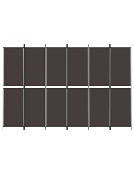 Divisorio a 6 Pannelli Marrone 300x200 cm in Tessuto