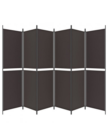 Divisorio a 6 Pannelli Marrone 300x200 cm in Tessuto
