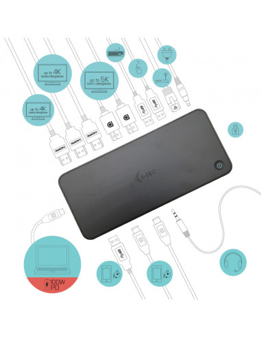i-tec USB 3.0 / USB-C / Thunderbolt, 3x 4K Docking Station + Power Delivery 100W