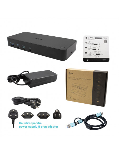 i-tec USB 3.0 / USB-C / Thunderbolt, 3x 4K Docking Station + Power Delivery 100W