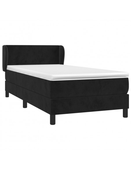 Giroletto a Molle con Materasso Nero 100x200 cm in Velluto