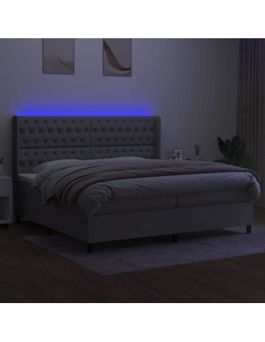 Letto a Molle Materasso e LED Grigio Chiaro 200x200 cm Tessuto
