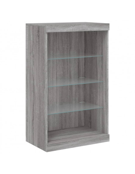 Credenze con Luci LED 3 pz Grigio Sonoma in Legno Multistrato