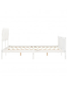 Giroletto con Testiera Bianco 160x200 cm Legno Massello 2