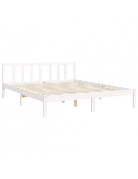 Giroletto con Testiera Bianco 160x200 cm Legno Massello