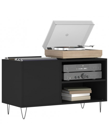 Mobile Porta Dischi Nero 85x38x48 cm in Legno Multistrato