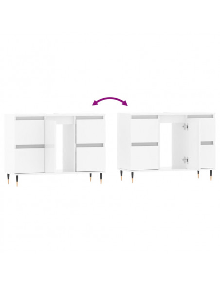 Armadietto Bagno Bianco Lucido 80x33x60cm in Legno Multistrato