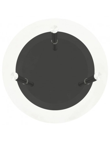 Tavolino a 2 Livelli Trasparente e Nero 38cm in Vetro Temperato
