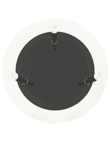 Tavolino a 2 Livelli Trasparente e Nero 38cm in Vetro Temperato