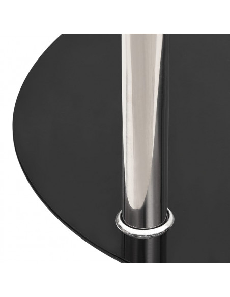 Tavolino a 2 Livelli Trasparente e Nero 38cm in Vetro Temperato