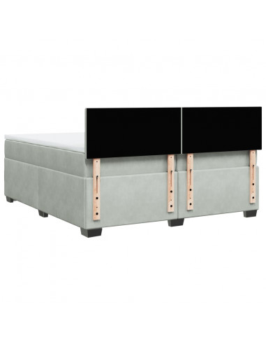 Giroletto a Molle con Materasso Grigio Chiaro 200x200cm Velluto