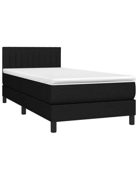 Letto a Molle con Materasso e LED Nero 90x200 cm in Tessuto