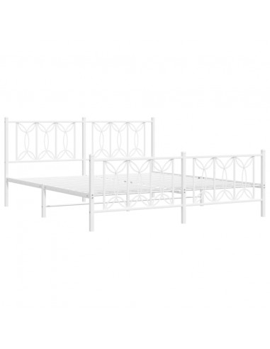 Giroletto con Testiera e Pediera Metallo Bianco 180x200 cm
