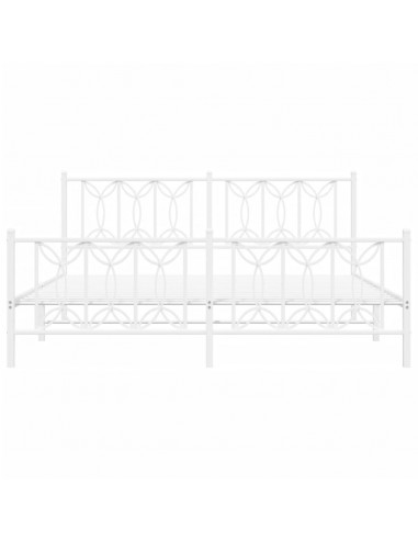 Giroletto con Testiera e Pediera Metallo Bianco 180x200 cm