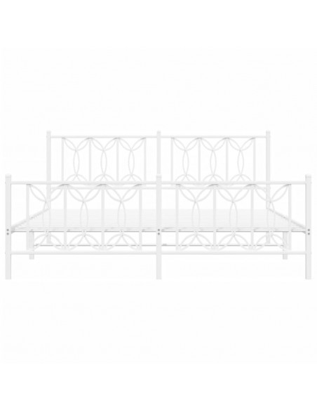 Giroletto con Testiera e Pediera Metallo Bianco 180x200 cm