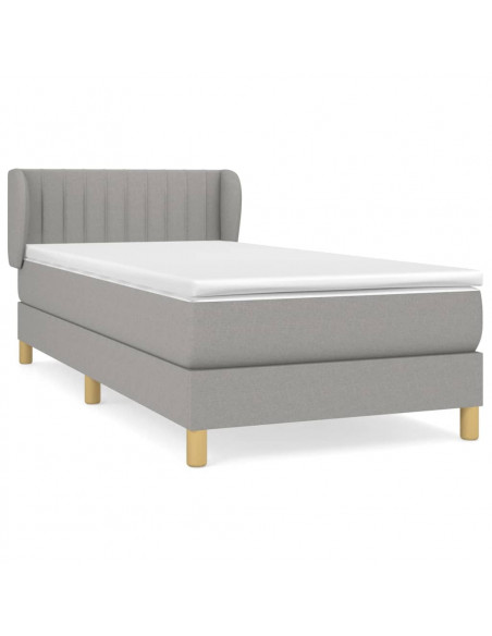 Giroletto a Molle con Materasso Grigio Chiaro 90x200 cm Tessuto
