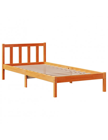 Giroletto con Testiera Marrone Cera 75x190 cm Massello Pino