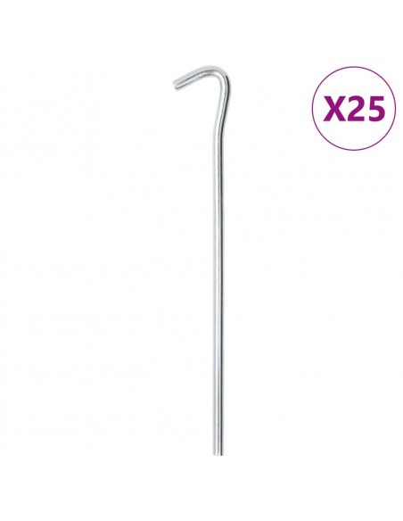 Picchetti per Tenda 25 pz 23 cm Ø7 mm in Acciaio Zincato