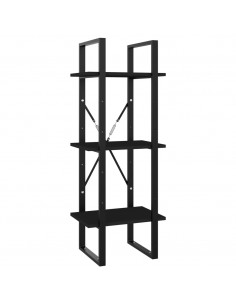 Libreria a 3 Ripiani Nera 40x30x105 cm in Legno Multistrato 2