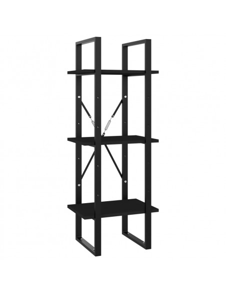 Libreria a 3 Ripiani Nera 40x30x105 cm in Legno Multistrato