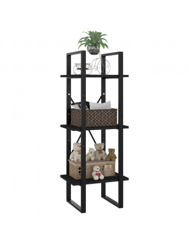Libreria a 3 Ripiani Nera 40x30x105 cm in Legno Multistrato