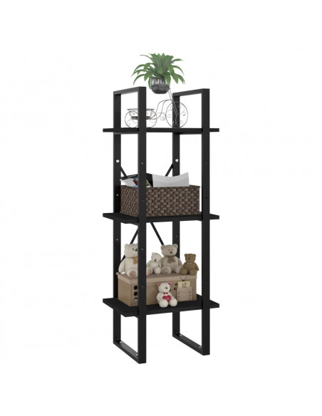 Libreria a 3 Ripiani Nera 40x30x105 cm in Legno Multistrato
