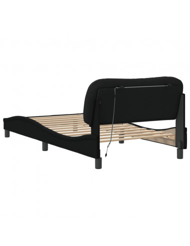 Giroletto con Luci LED Nero 100x200 cm in Tessuto